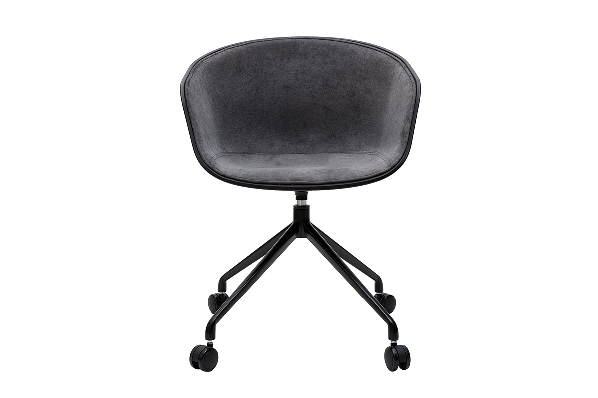 Silln de escritorio moderno negro y tejido gris oscuro SCAFO