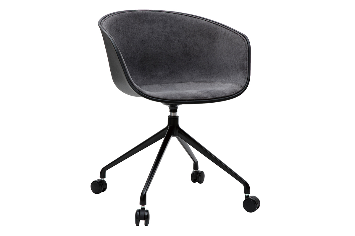 Silln de escritorio moderno negro y tejido gris oscuro SCAFO
