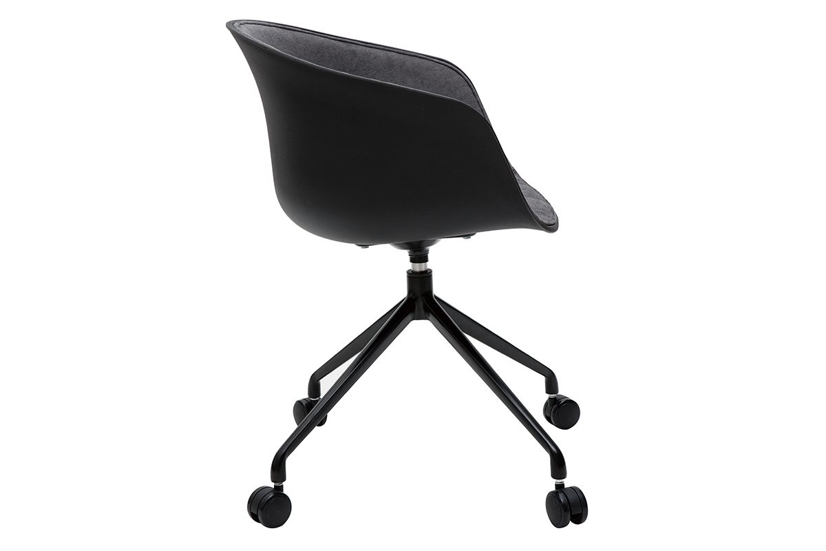 Silln de escritorio moderno negro y tejido gris oscuro SCAFO