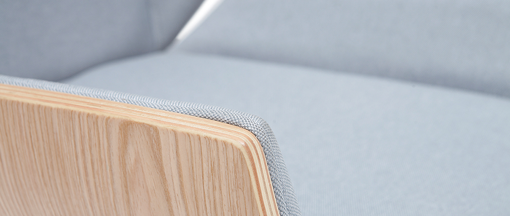 Sillón de escritorio moderno tejido gris y madera clara CURVED