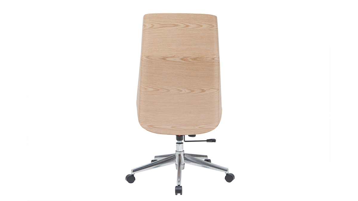 Silln de escritorio moderno tejido gris y madera clara CURVED