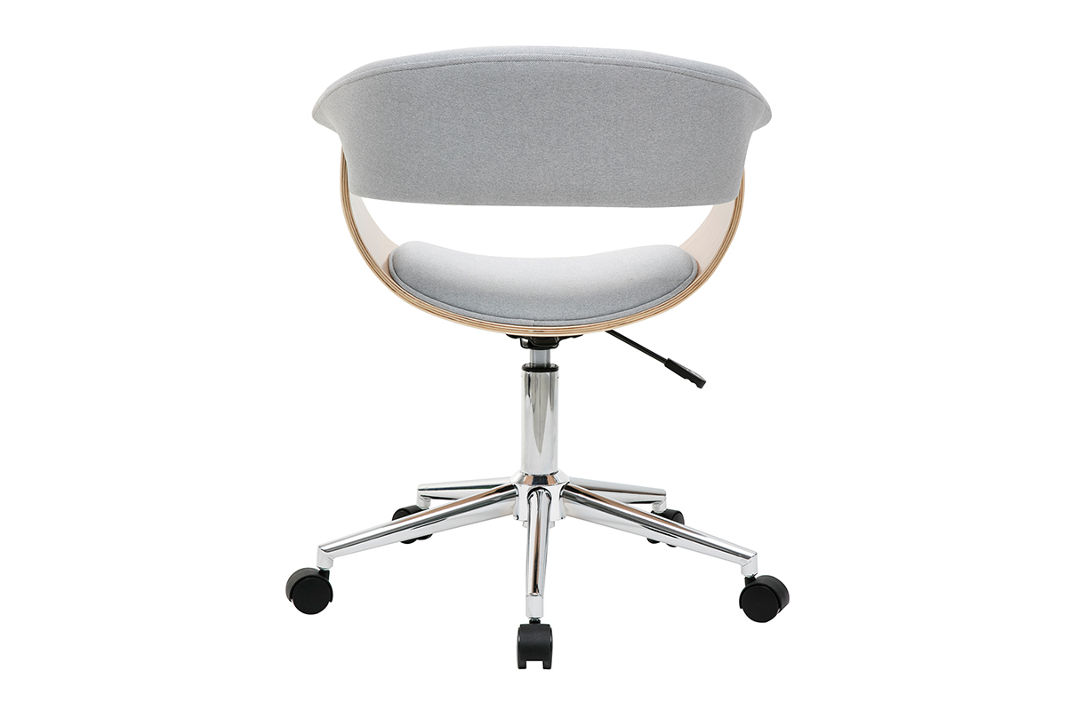 Sillón de escritorio moderno tejido gris y madera clara OKTAV