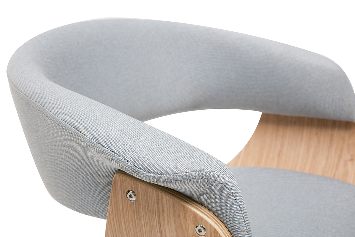 Sillón de escritorio moderno tejido gris y madera clara OKTAV