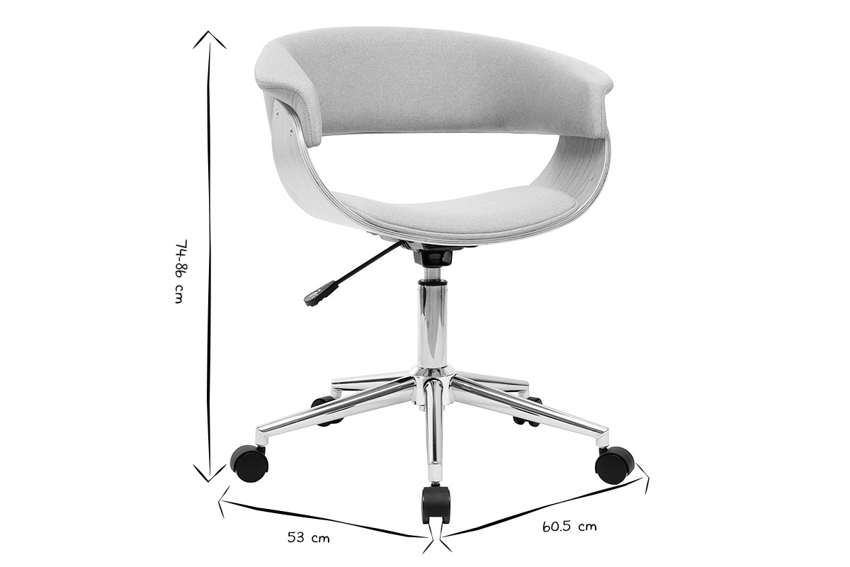 Sillón de escritorio moderno tejido gris y madera clara OKTAV