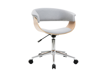 Sillón de escritorio moderno tejido gris y madera clara OKTAV - Sillón de escritorio moderno tejido gris y madera clara OKTAV