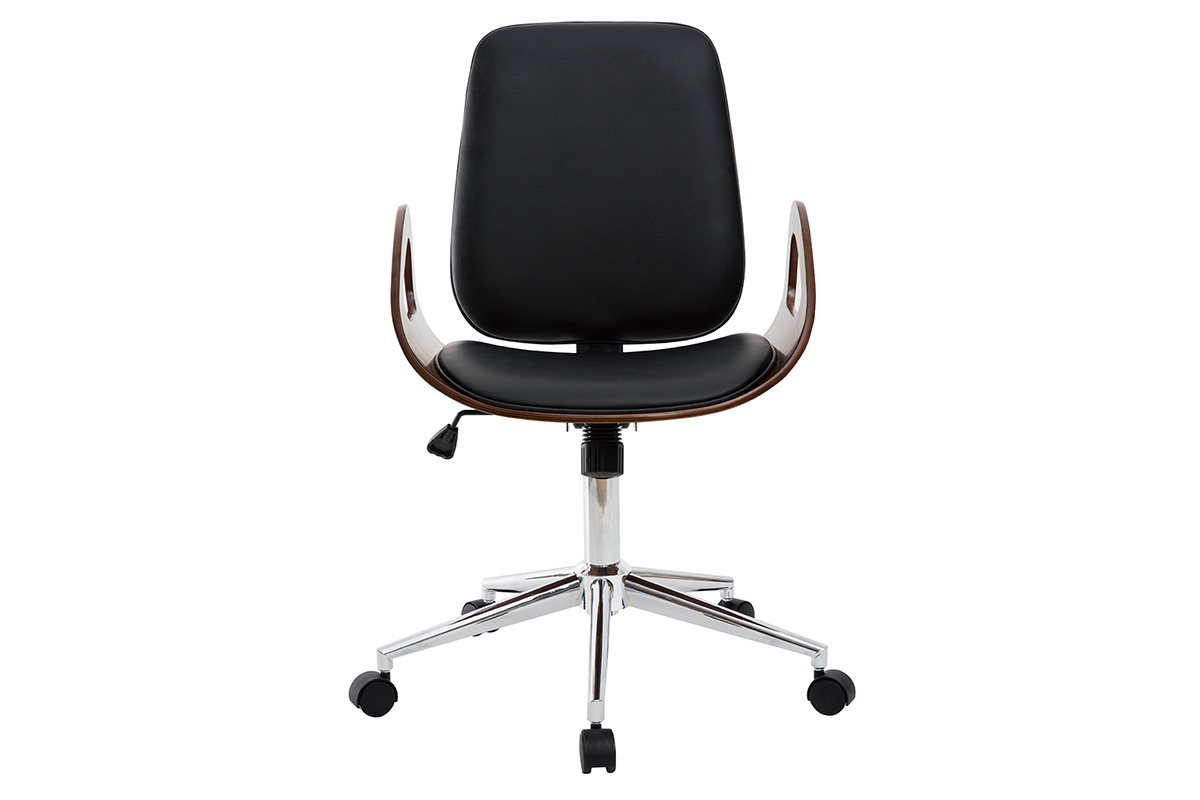 Silln de escritorio vintage negro y madera oscura GLORY
