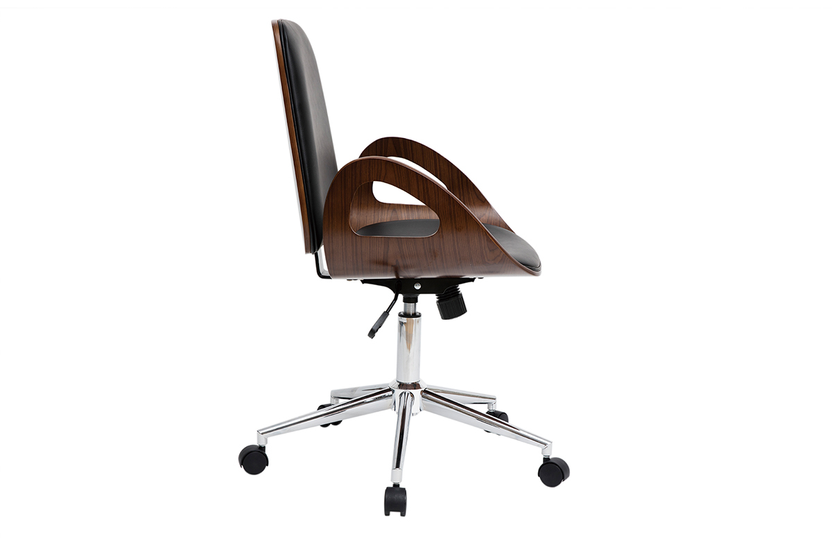 Silln de escritorio vintage negro y madera oscura GLORY
