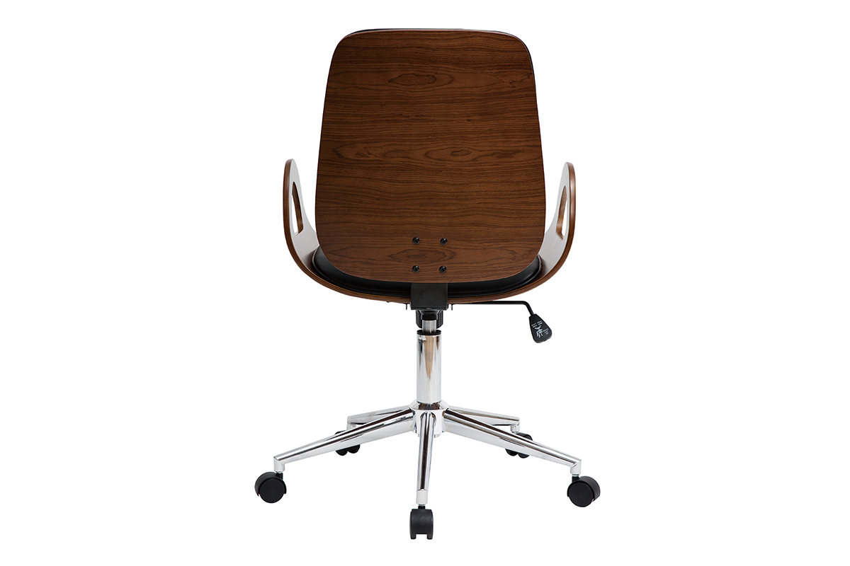 Silln de escritorio vintage negro y madera oscura GLORY