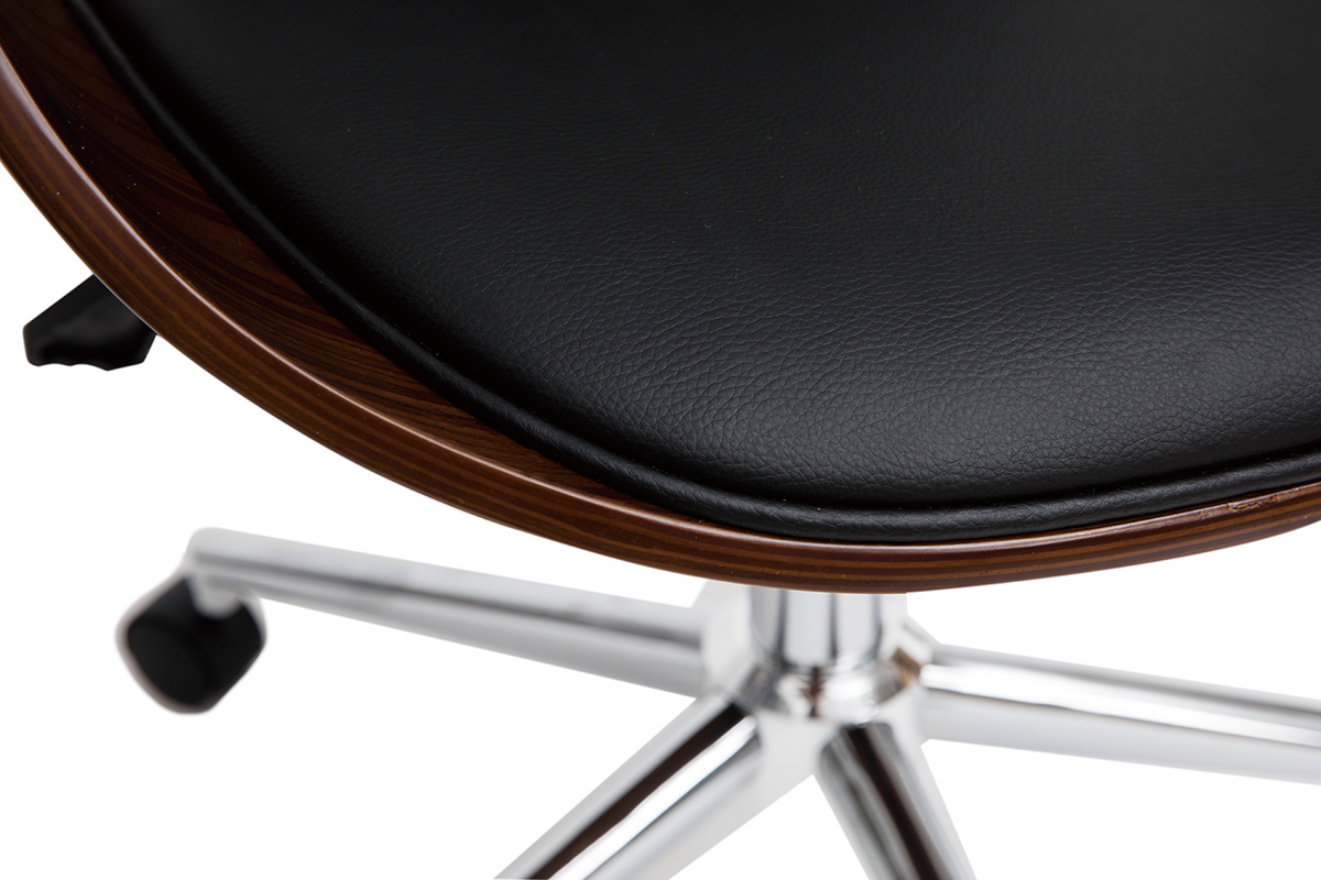 Silln de escritorio vintage negro y madera oscura GLORY