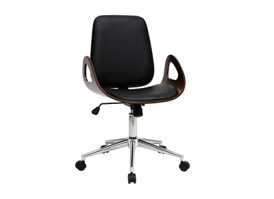 Sillón de escritorio vintage negro y madera oscura GLORY - Sillón de escritorio vintage negro y madera oscura GLORY