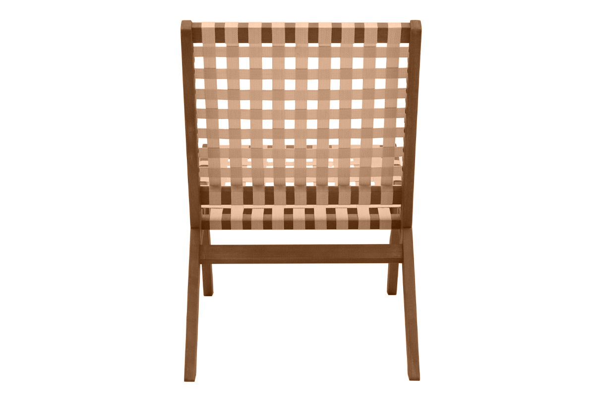 Sillón de jardín de madera maciza con cinchas beige LUCEA