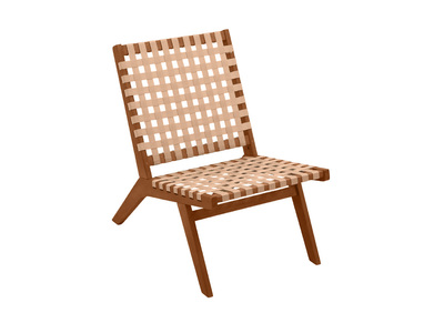 Sillón de jardín de madera maciza con cinchas beige LUCEA