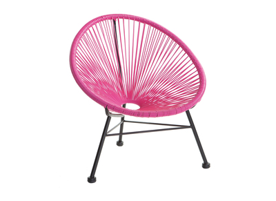 Sillón de jardín infantil hilo de resina rosa BELLAVISTA - Sillón de jardín infantil hilo de resina rosa BELLAVISTA