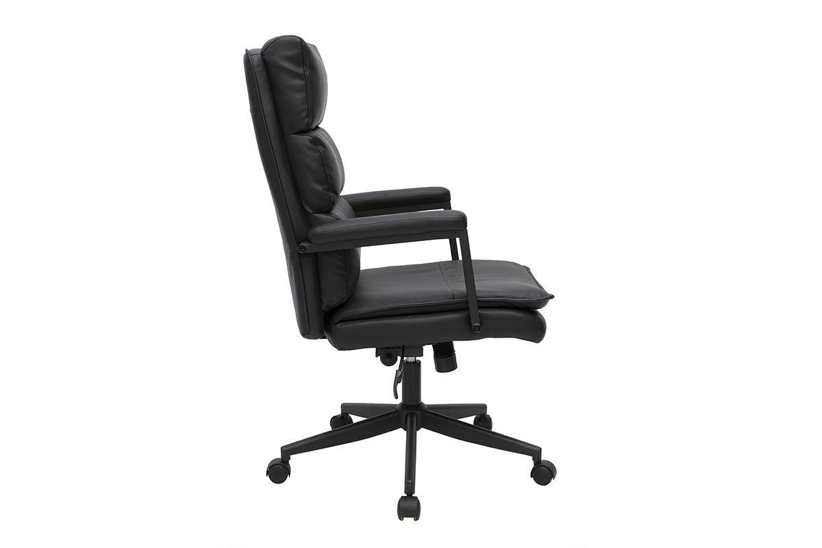 Silla de oficina con ruedas negra SAEL, vista de perfil