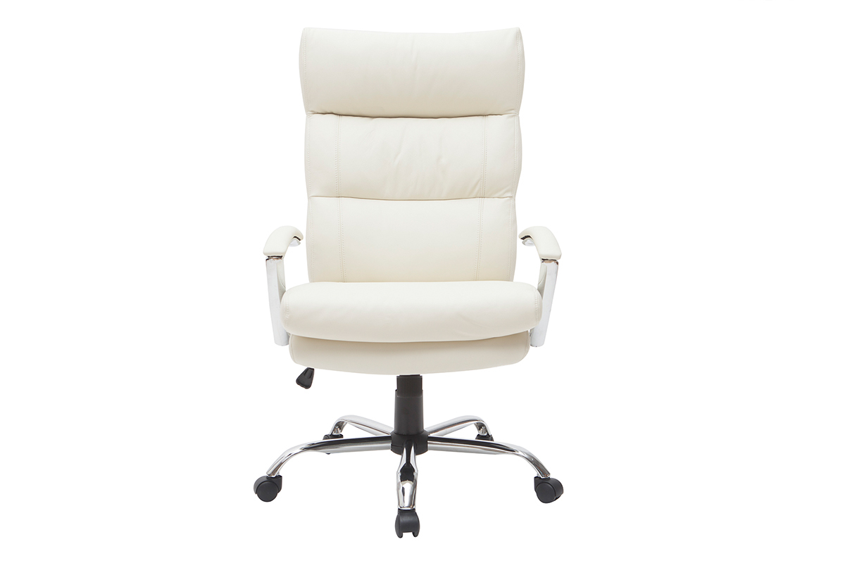 Silln de oficina diseo cuero blanco TILIO