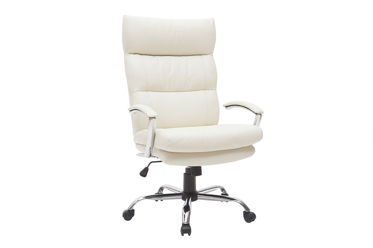 Silln de oficina diseo cuero blanco TILIO