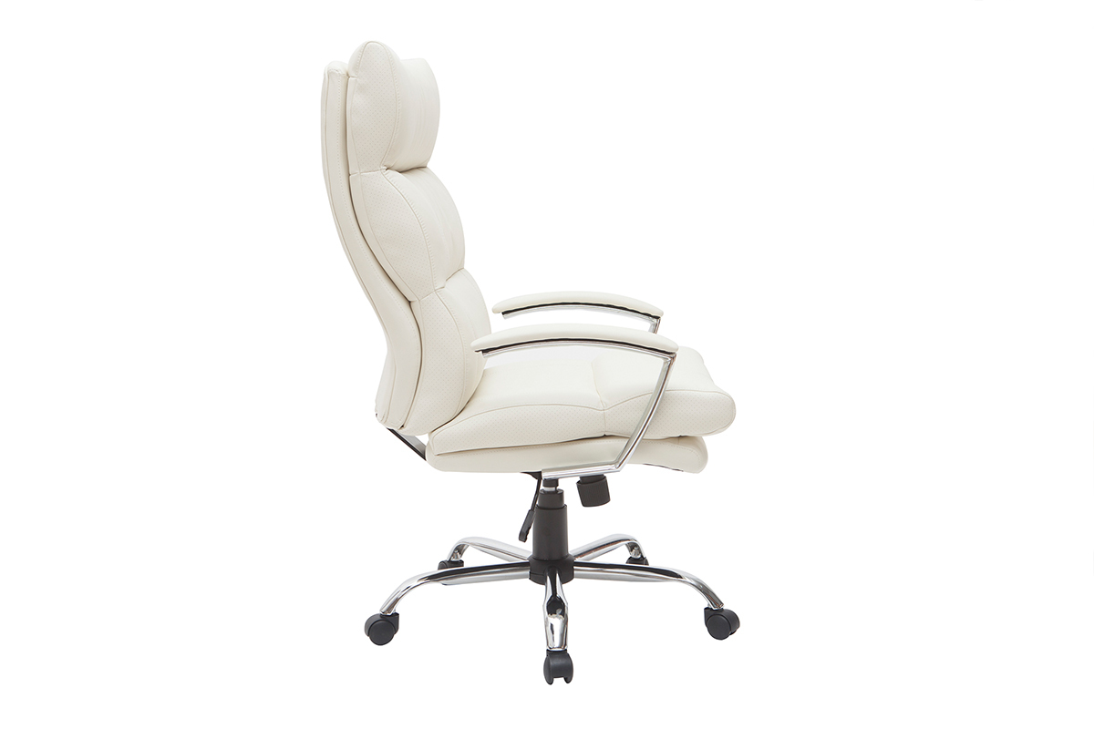 Silln de oficina diseo cuero blanco TILIO