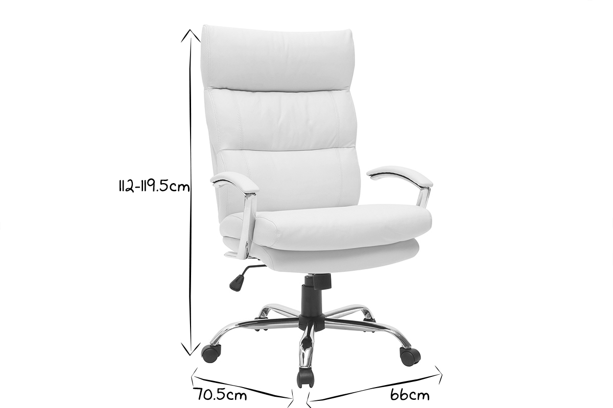 Silln de oficina diseo cuero blanco TILIO
