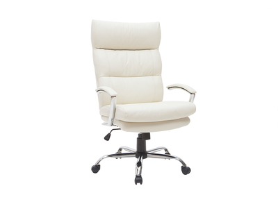 Sillón de oficina diseño cuero blanco TILIO - Sillón de oficina diseño cuero blanco TILIO