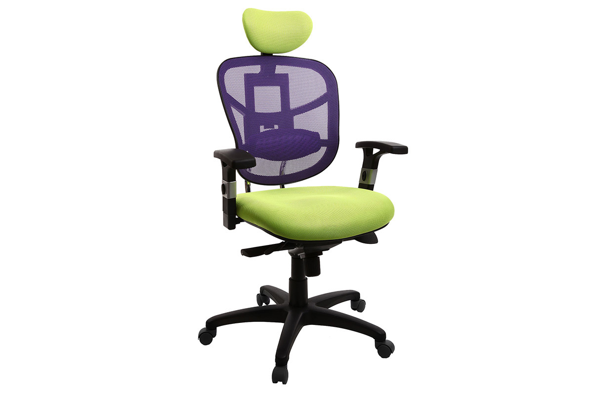 Sill�n de oficina ergonomico verde anis y violeta UP TO YOU