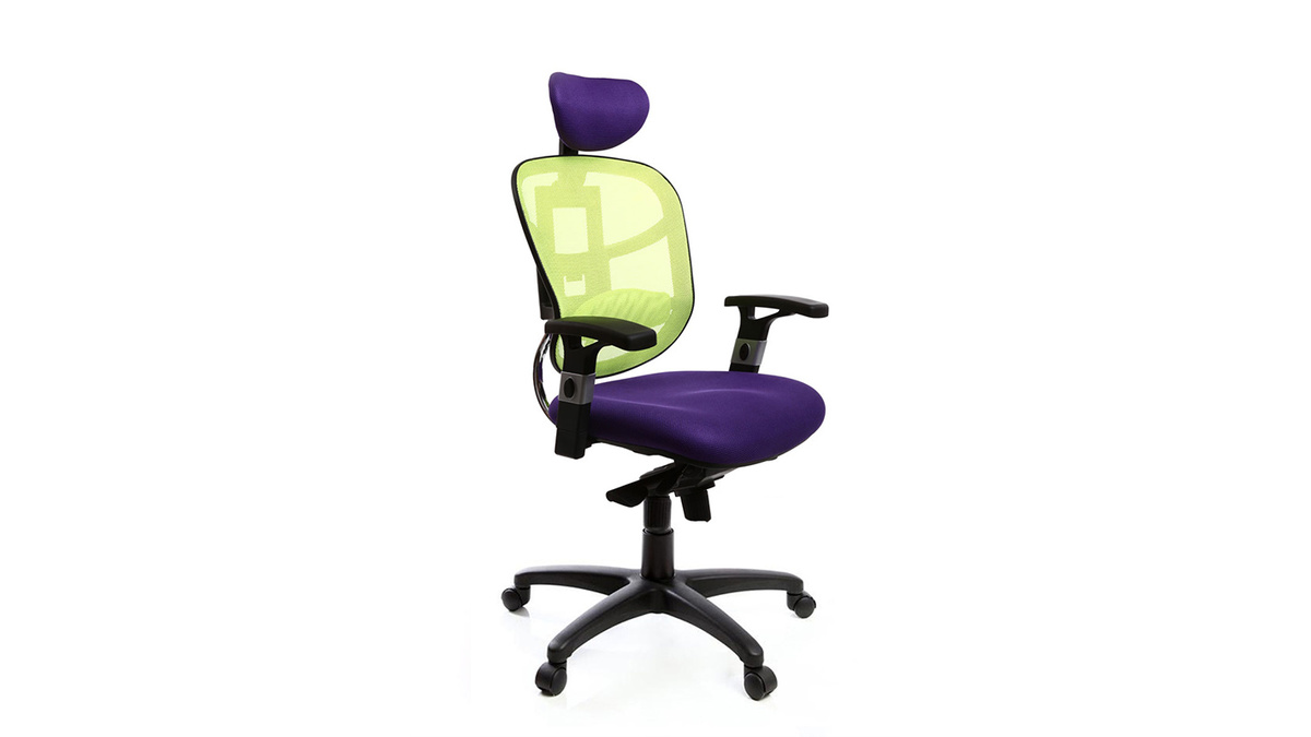 Silln de oficina ergonomico violeta y verde anis UP TO YOU