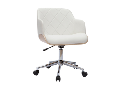 Sillón de oficina moderno blanco y madera clara SANDRO