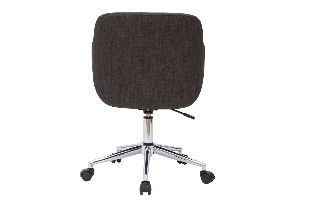 Silln de oficina moderno de tela gris oscuro y madera negra SANDRO