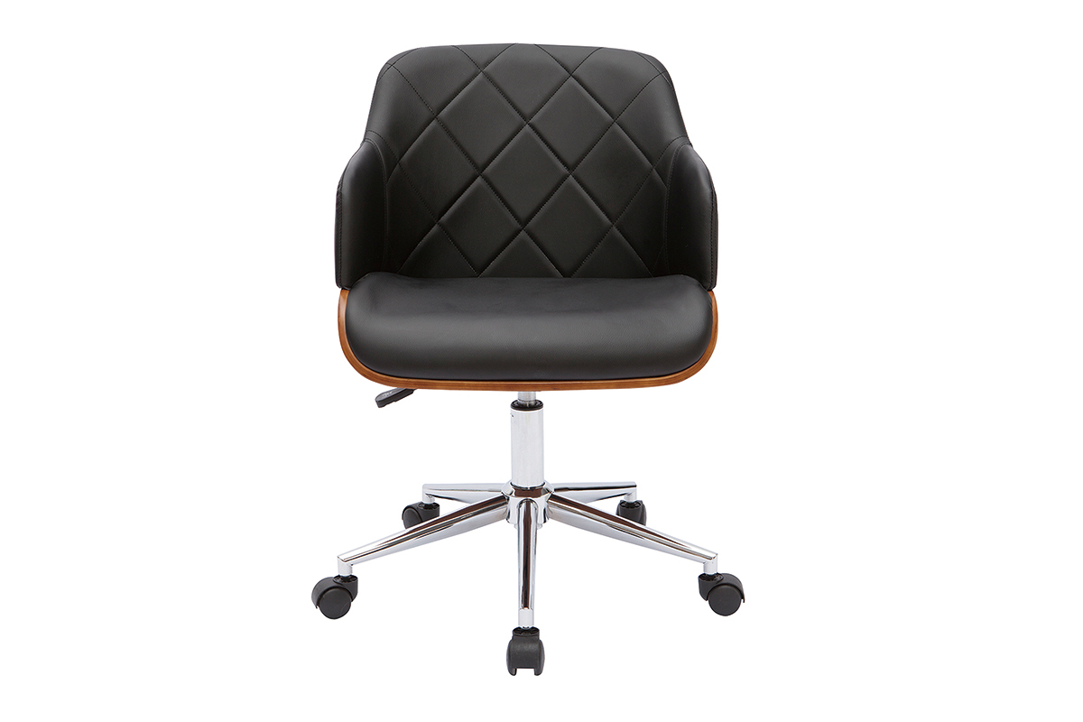 Silln de oficina moderno negro con madera oscura SANDRO