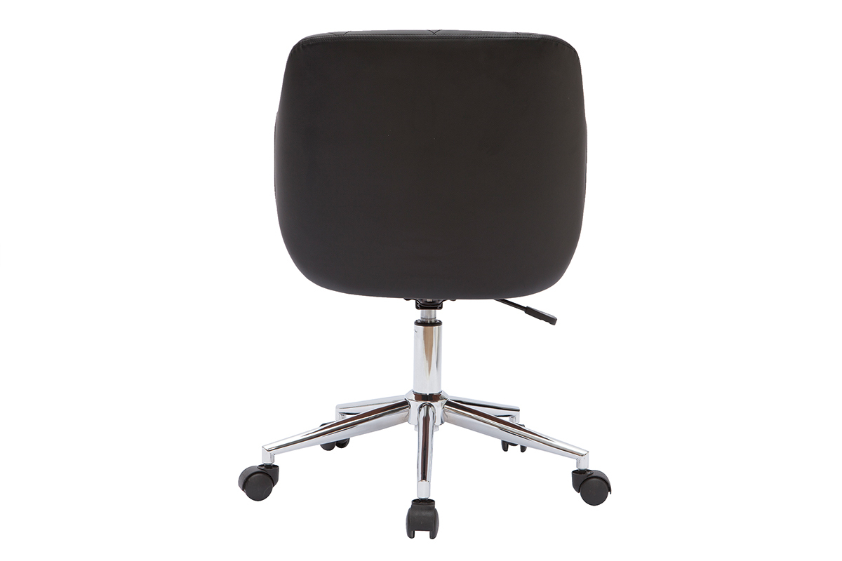 Silln de oficina moderno negro con madera oscura SANDRO