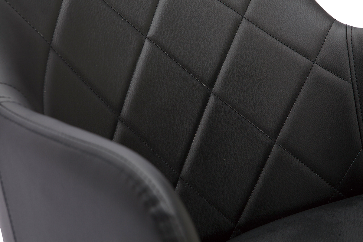 Silln de oficina moderno negro con madera oscura SANDRO