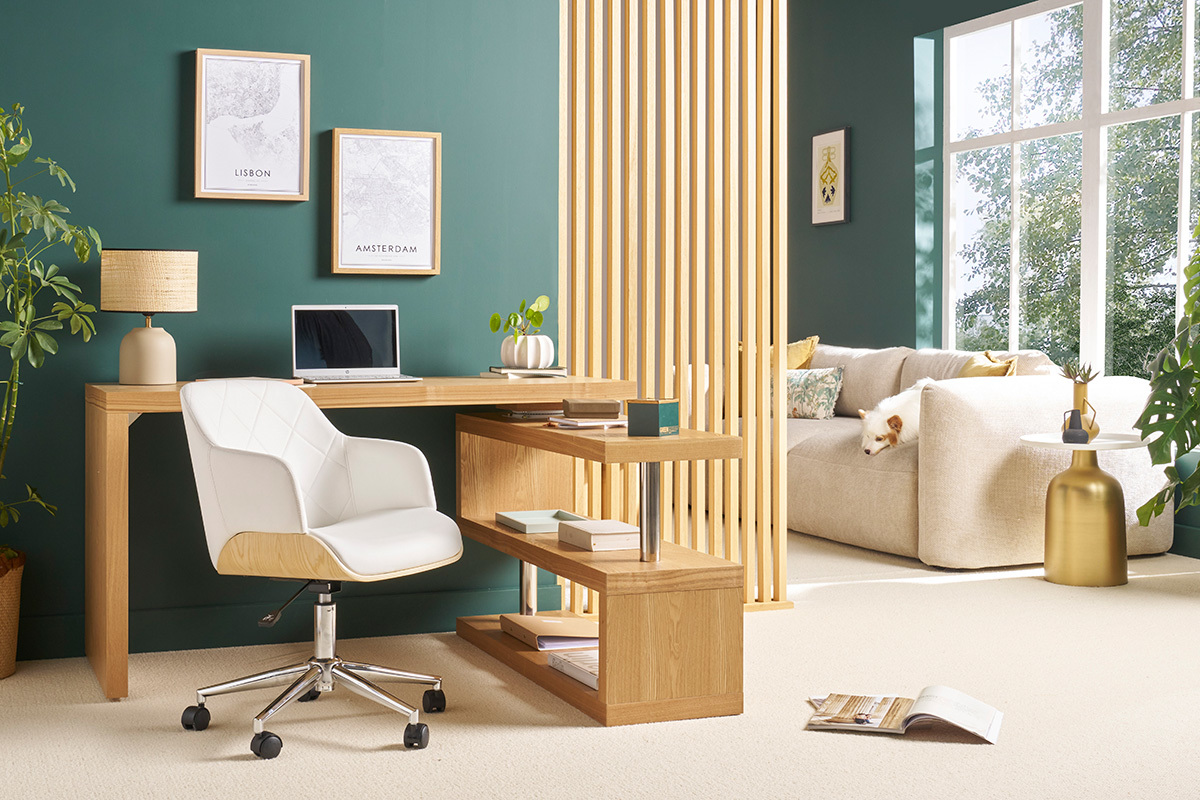 Silln de oficina moderno negro con madera oscura SANDRO
