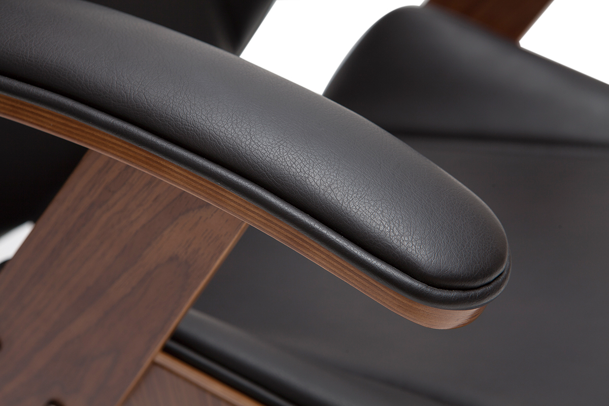 Silln de oficina negra con detalles de madera oscura MUSK