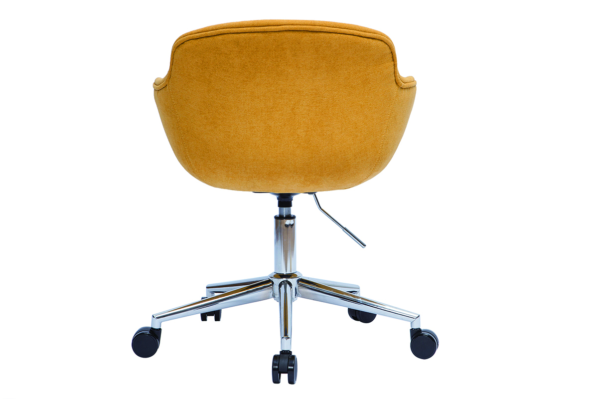 Silln de oficina tejido efecto aterciopelado amarillo mostaza AARON