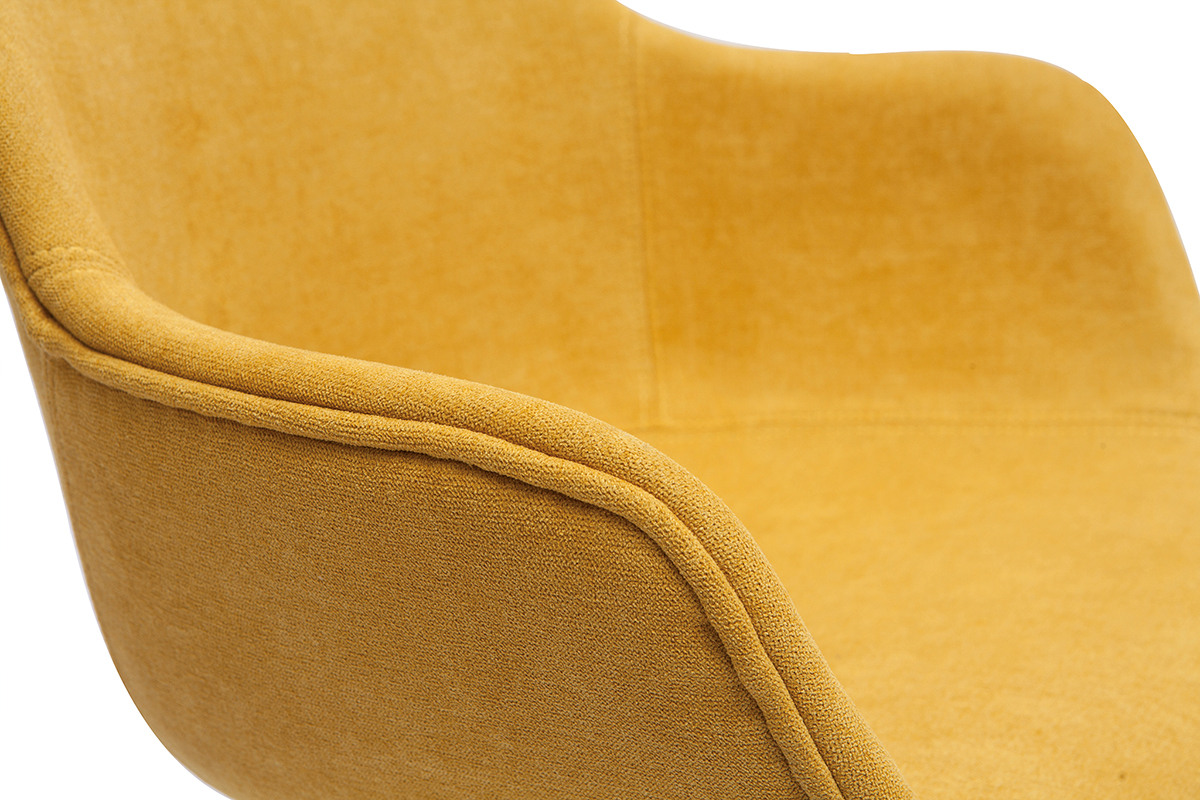 Silln de oficina tejido efecto aterciopelado amarillo mostaza AARON