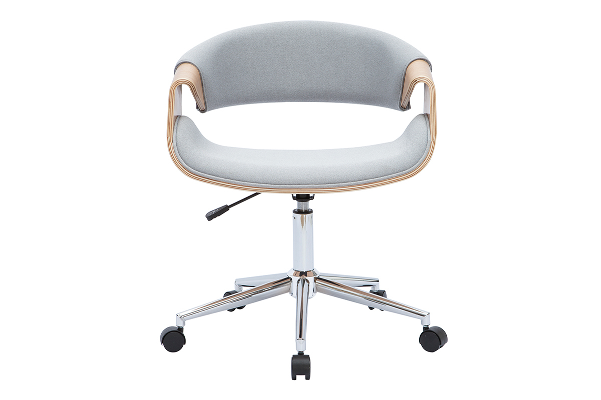 Sill�n de oficina tejido gris claro y madera clara ARAMIS