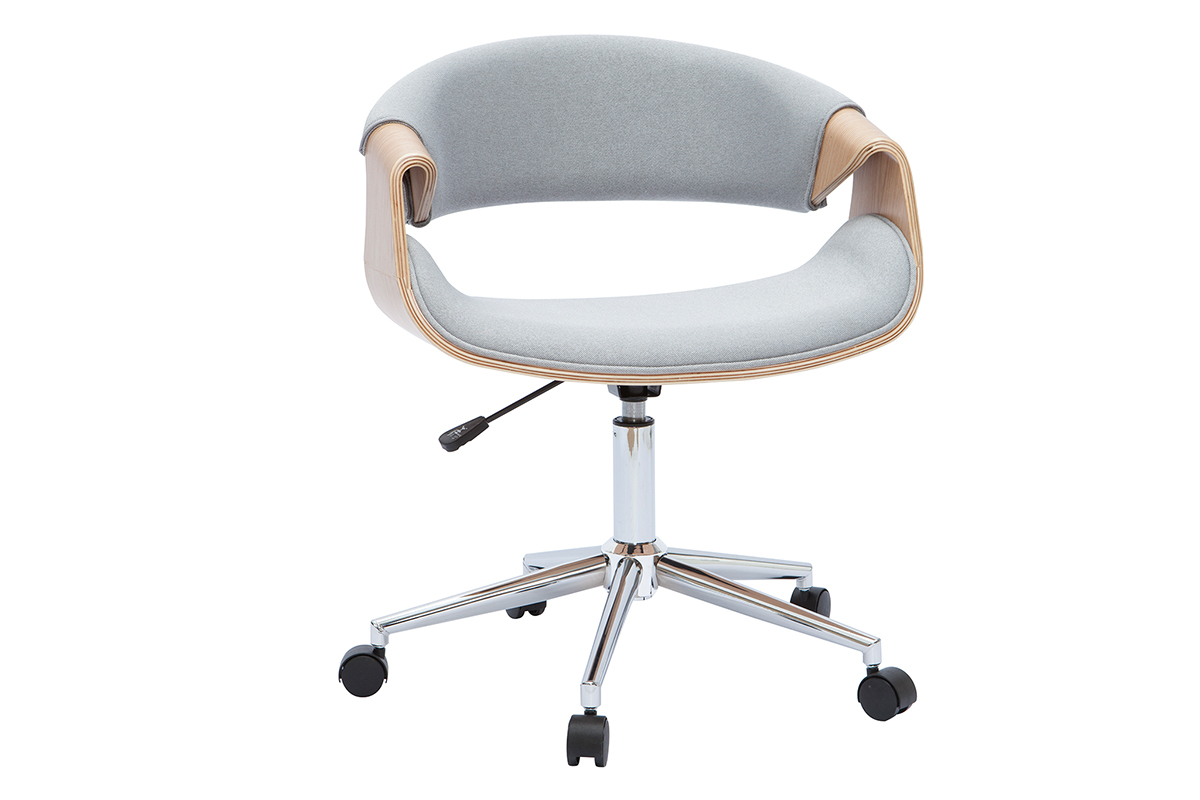 Sill�n de oficina tejido gris claro y madera clara ARAMIS