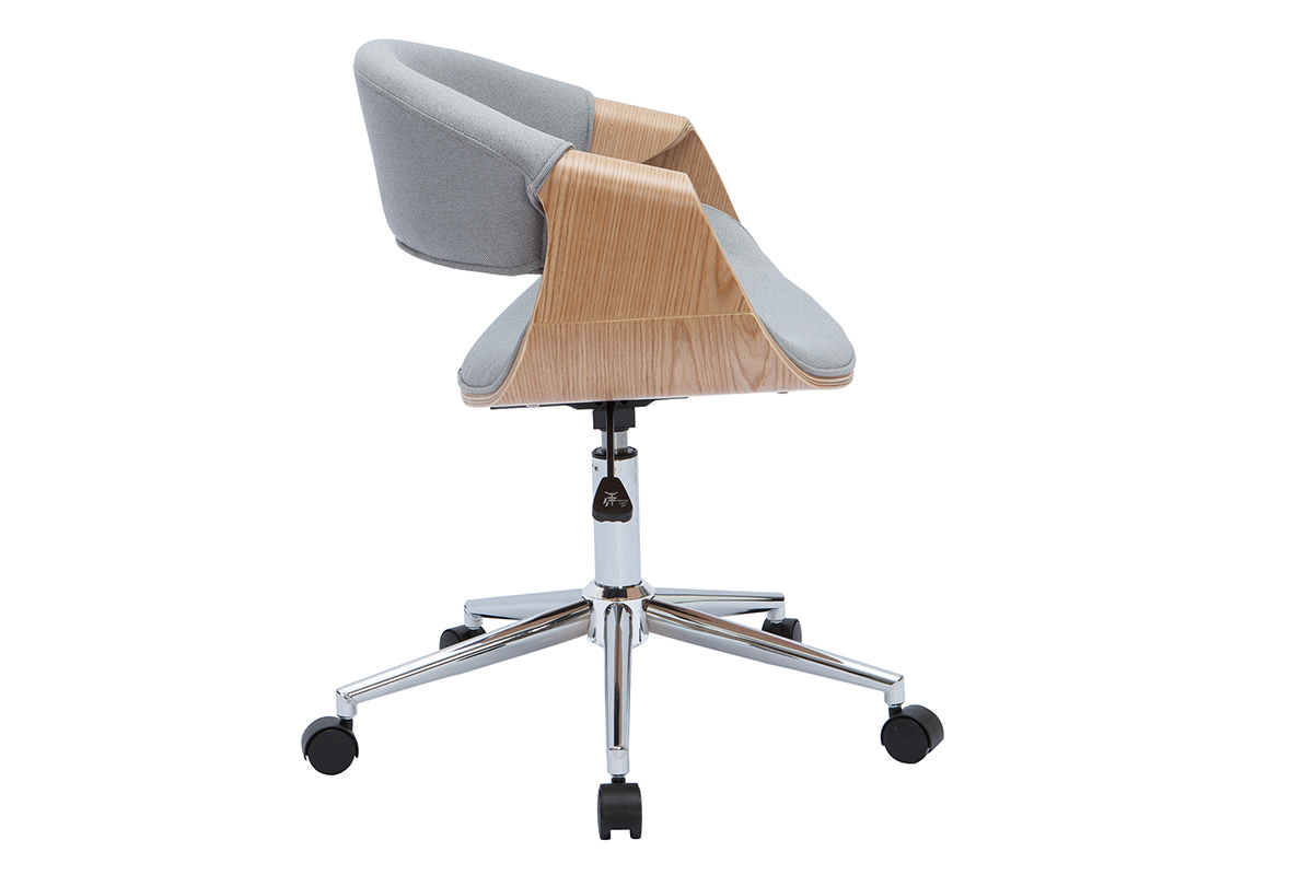 Sill�n de oficina tejido gris claro y madera clara ARAMIS