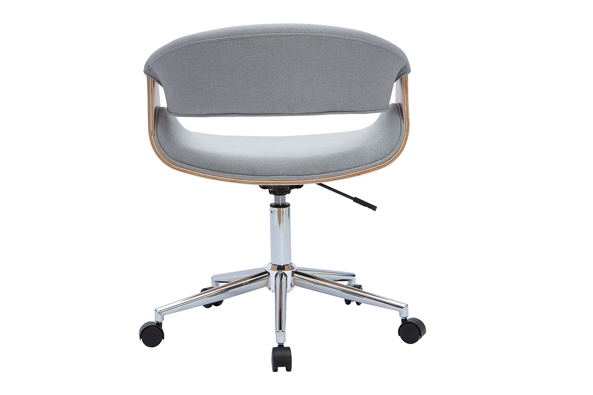 Sill�n de oficina tejido gris claro y madera clara ARAMIS