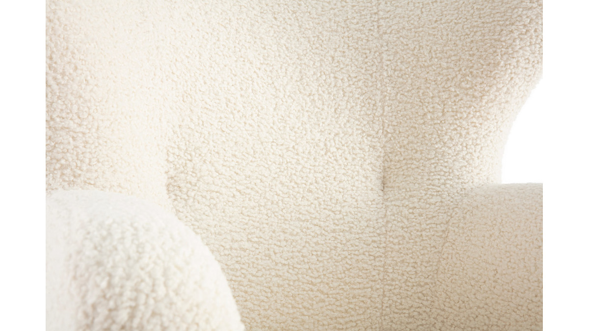Silln de tejido blanco efecto lana rizada KORO