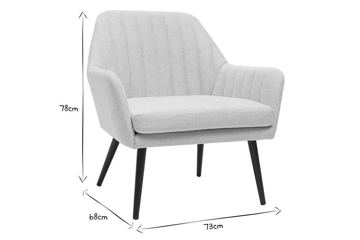 Silln de tejido efecto aterciopelado texturizado beige y metal GASTON