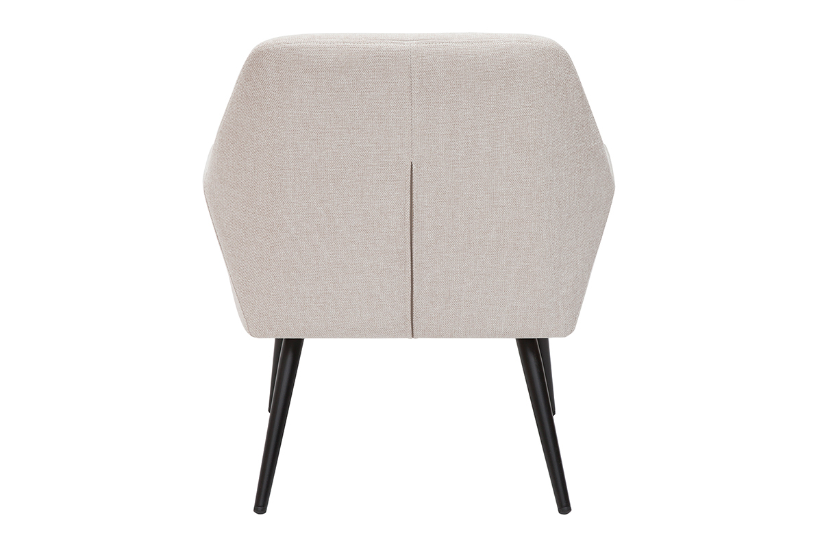 Silln de tejido efecto aterciopelado texturizado beige y metal GASTON