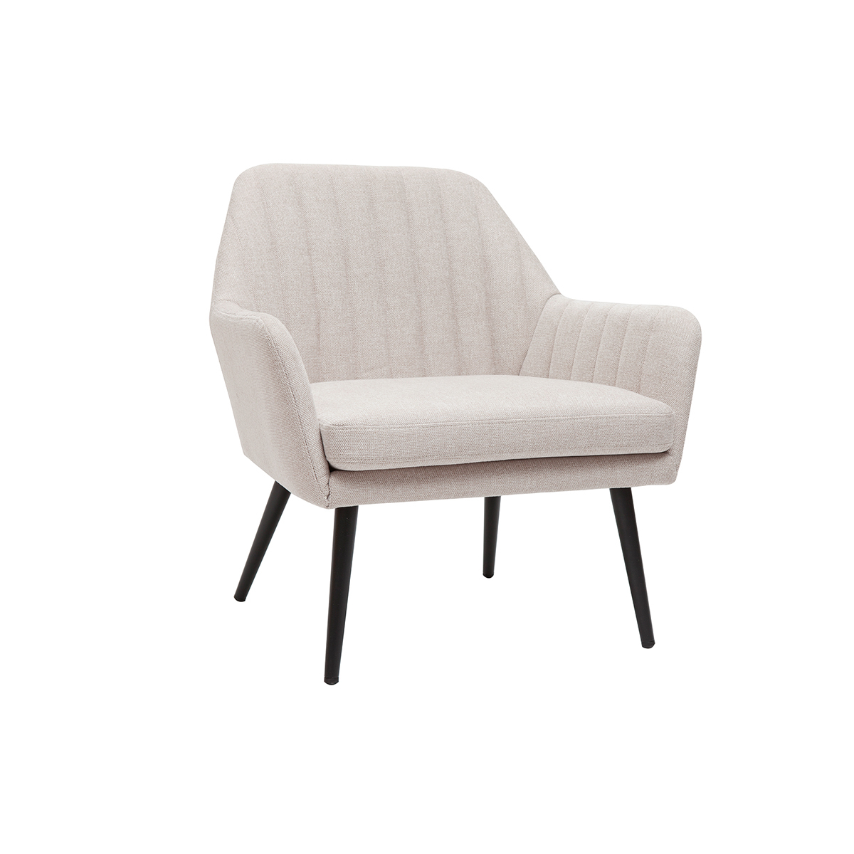 Sillón de tejido efecto aterciopelado texturizado beige y metal GASTON