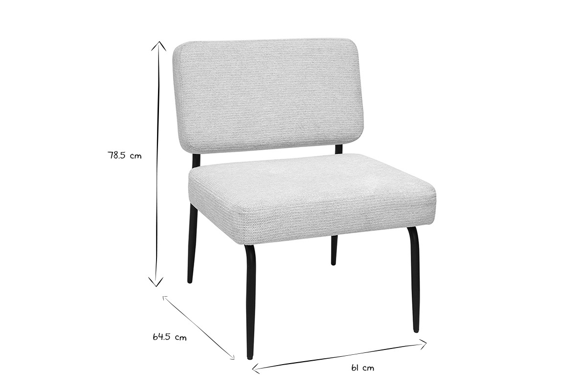 Silln de tela chenilla beige y metal negro VEDANA