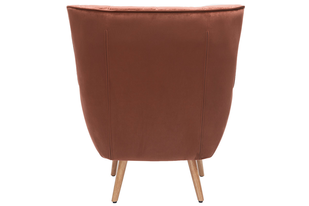 Silln de terciopelo rojo y madera maciza de caucho AVERY