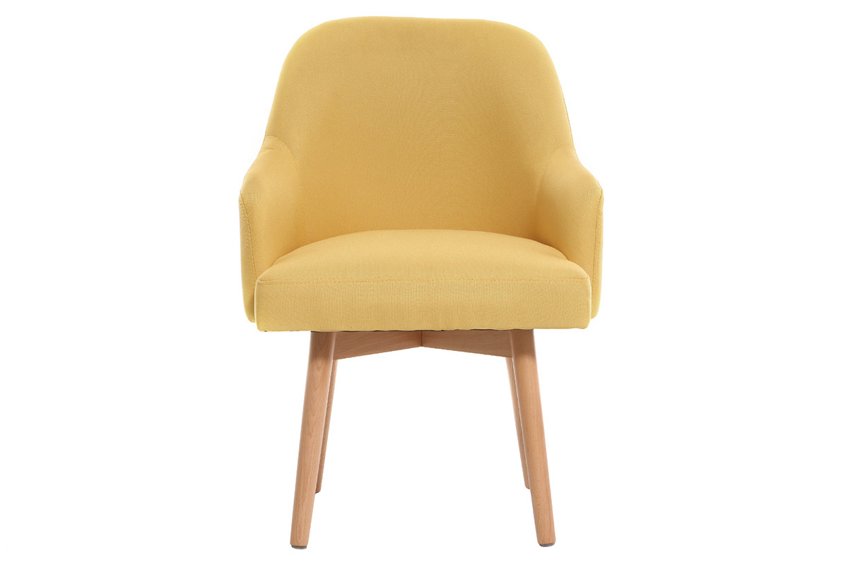 Silln diseo amarillo patas madera clara MONA