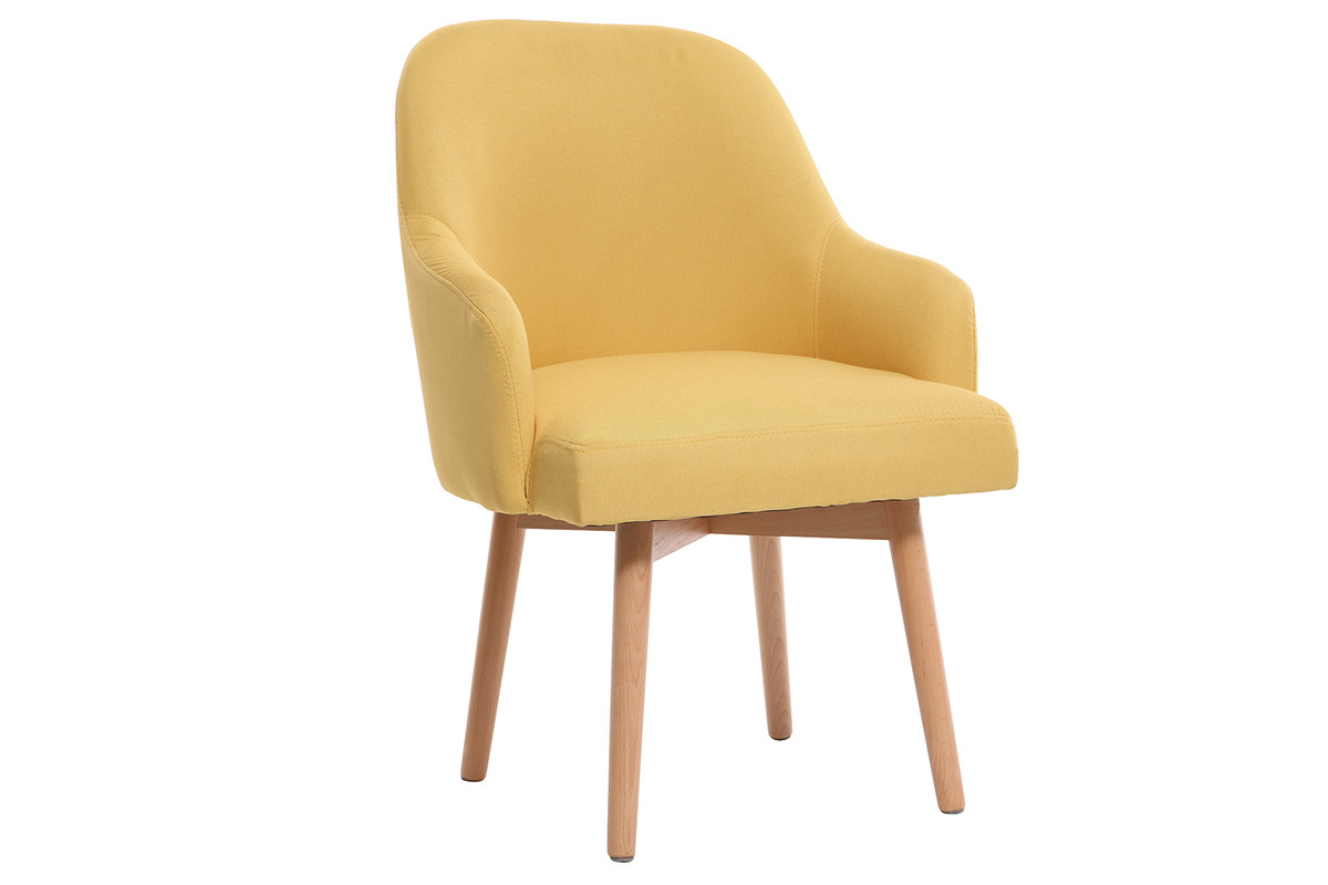 Silln diseo amarillo patas madera clara MONA