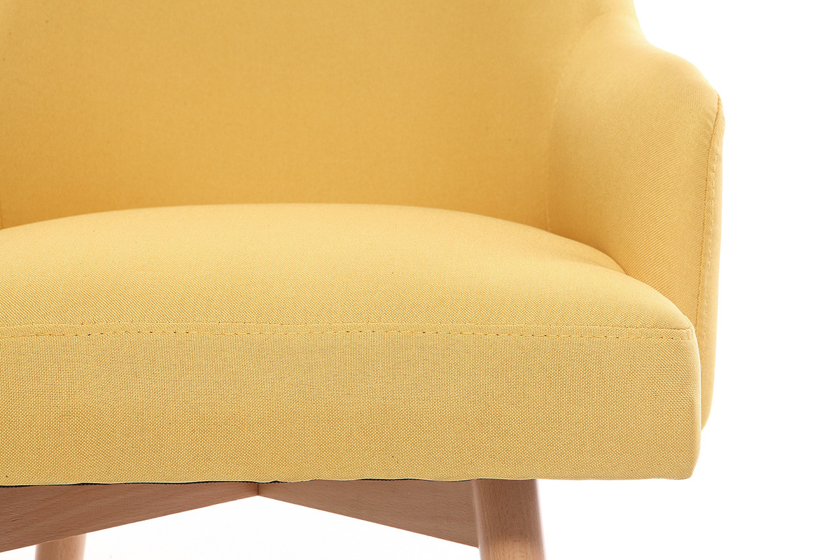 Silln diseo amarillo patas madera clara MONA