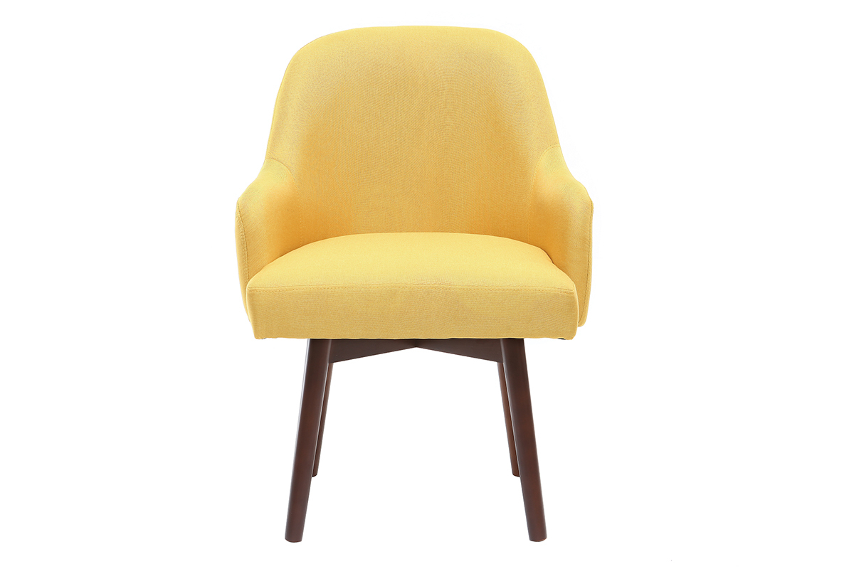 Silln diseo amarillo patas madera oscura MONA