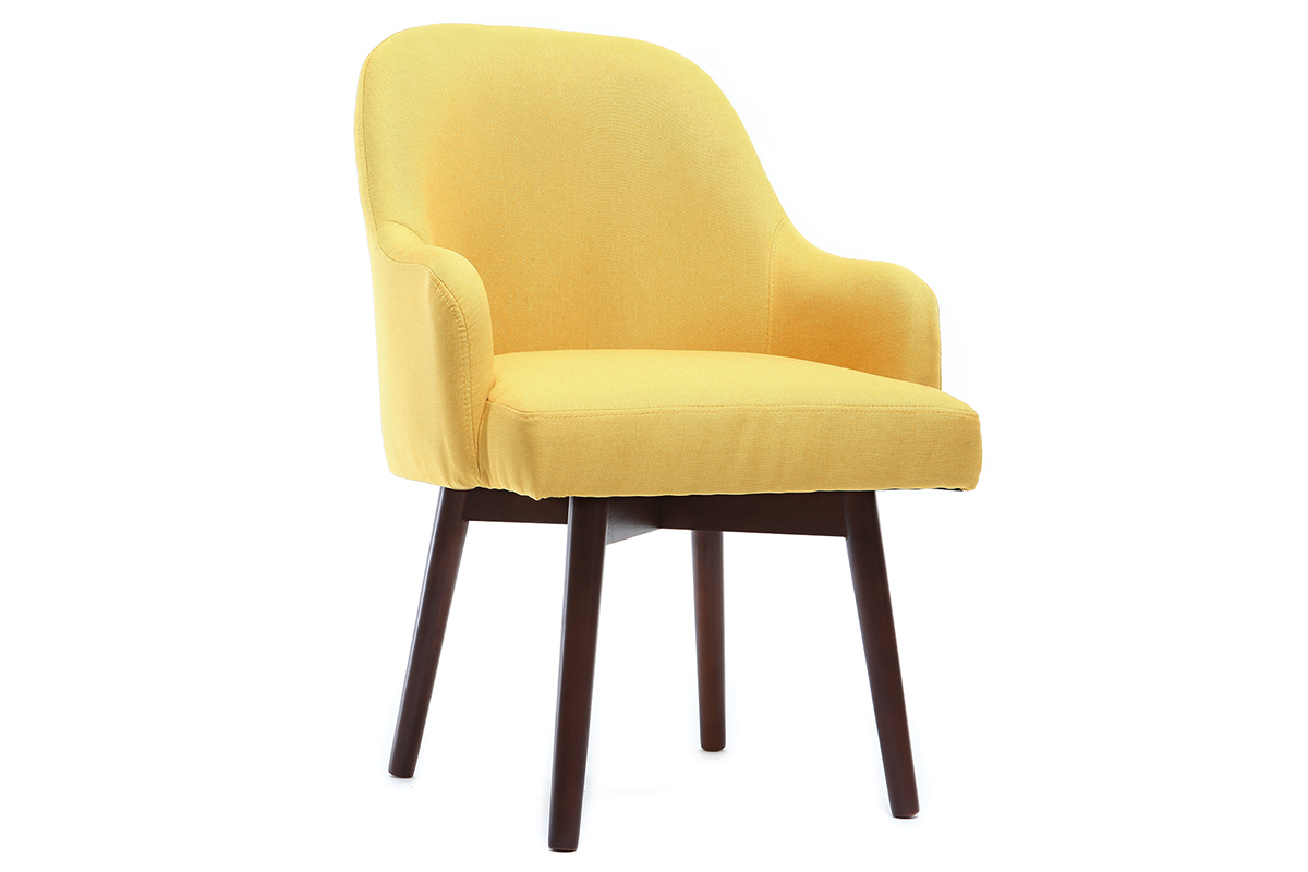 Silln diseo amarillo patas madera oscura MONA