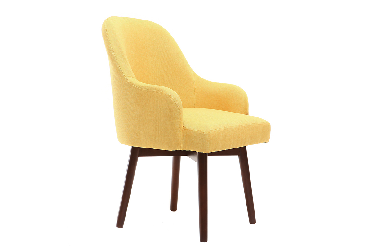 Silln diseo amarillo patas madera oscura MONA